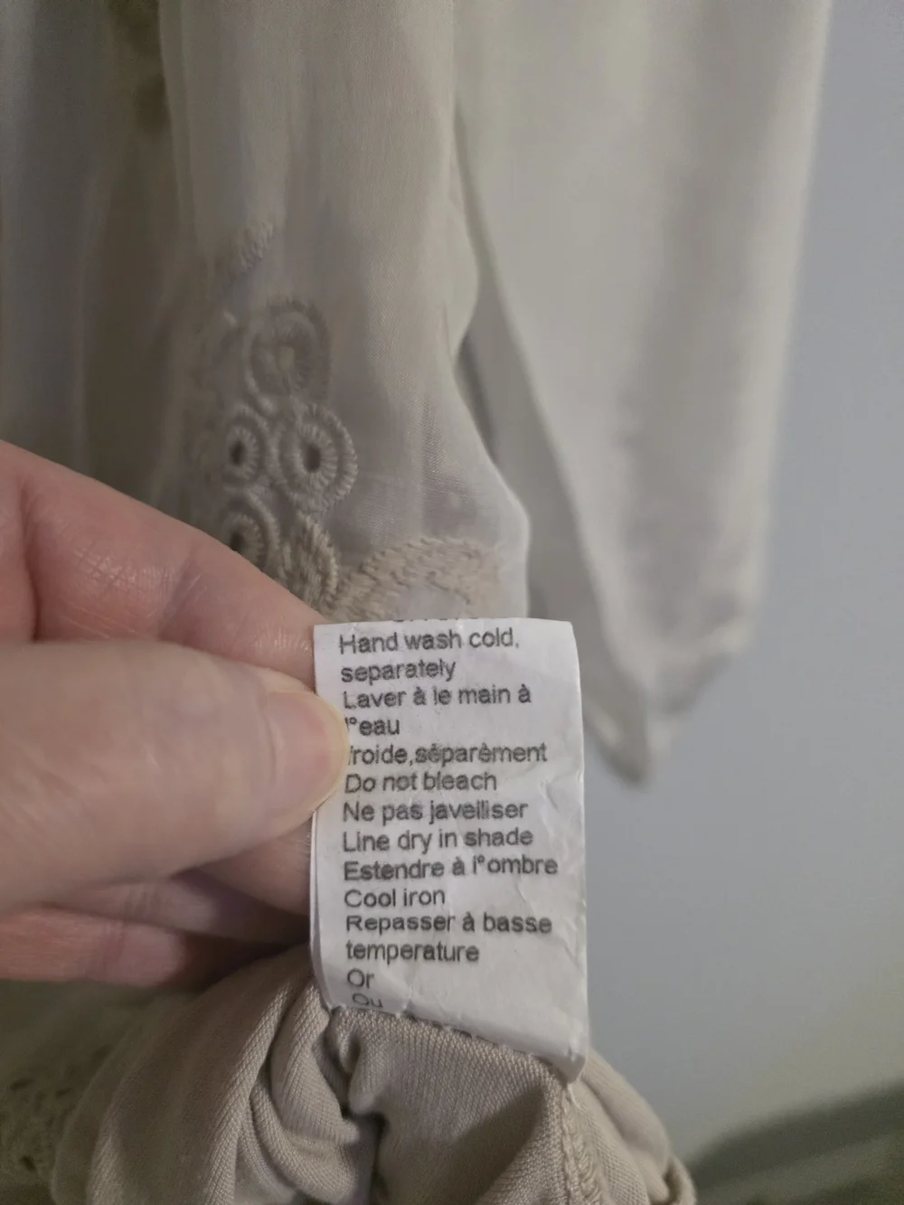 Viola Borghi Silk Blend Embroidered Peasant Blouse Off Shoulder Beige Size M Ita - Picture 9 of 13